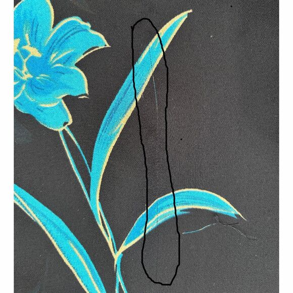 Womens Sheer Floral Print Button Up Top Size 1X Blue Vintage Shoulder Pads - Picture 2 of 8